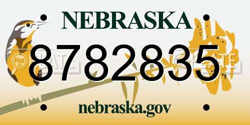 8782835 Nebraska License Plate