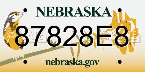 87828E8 Nebraska License Plate