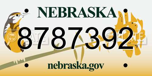 8787392 Nebraska License Plate