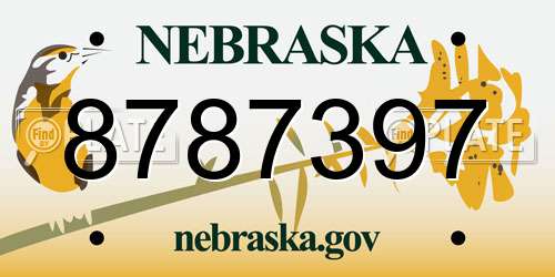8787397 Nebraska License Plate