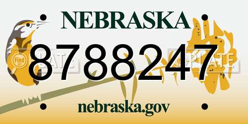 8788247 Nebraska License Plate
