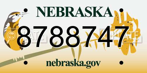 8788747 Nebraska License Plate