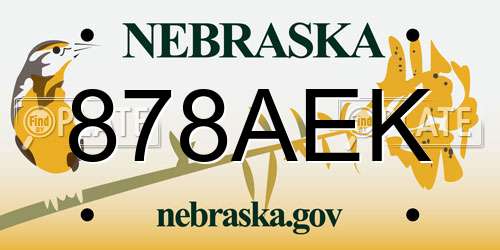 878AEK Nebraska License Plate