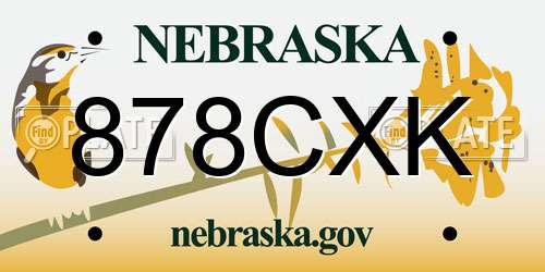 878CXK Nebraska License Plate