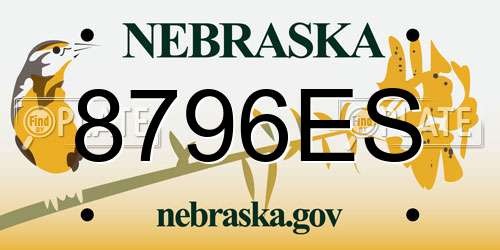 8796ES Nebraska License Plate