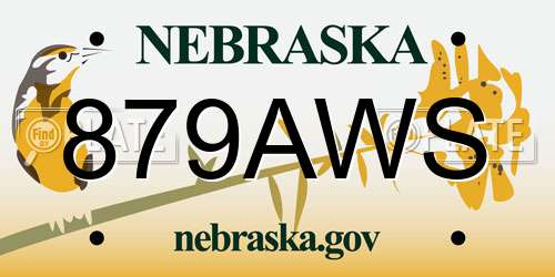 879AWS Nebraska License Plate