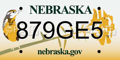 879GE5 Nebraska License Plate
