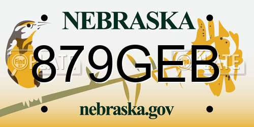 879GEB Nebraska License Plate