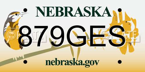879GES Nebraska License Plate