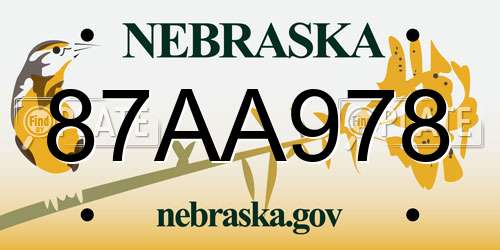 87AA978 Nebraska License Plate