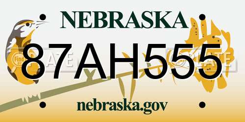 87AH555 Nebraska License Plate