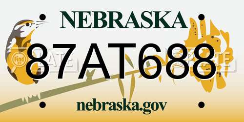 87AT688 Nebraska License Plate