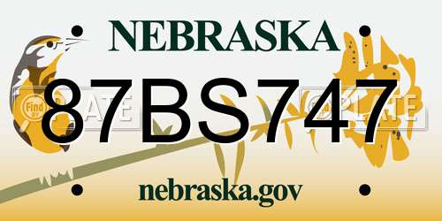 87BS747 Nebraska License Plate