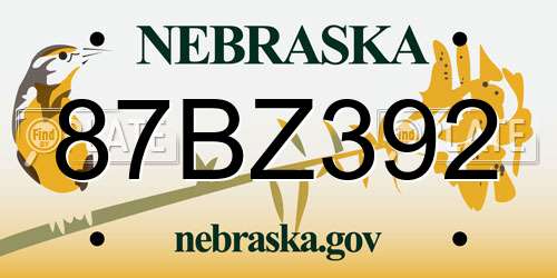87BZ392 Nebraska License Plate