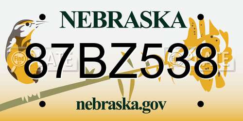87BZ538 Nebraska License Plate
