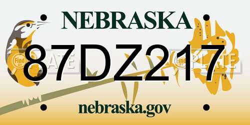 87DZ217 Nebraska License Plate