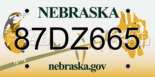 87DZ665 Nebraska License Plate