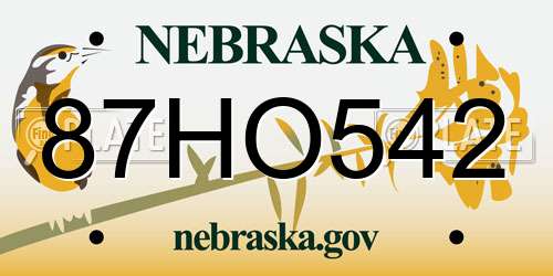 87HO542 Nebraska License Plate
