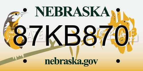 87KB870 Nebraska License Plate