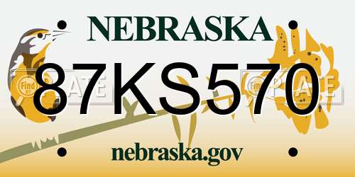 87KS570 Nebraska License Plate