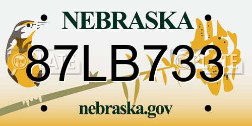 87LB733 Nebraska License Plate