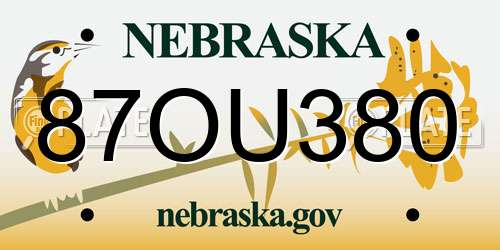 87OU380 Nebraska License Plate