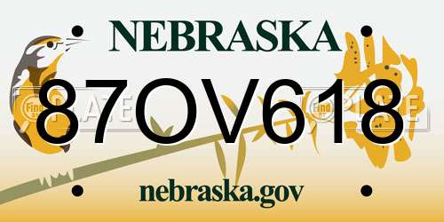 87OV618 Nebraska License Plate