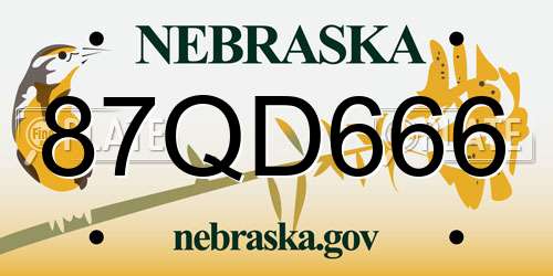 87QD666 Nebraska License Plate