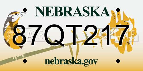 87QT217 Nebraska License Plate