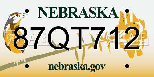 87QT712 Nebraska License Plate