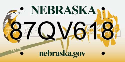 87QV618 Nebraska License Plate