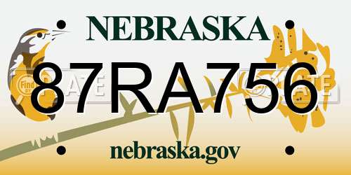87RA756 Nebraska License Plate