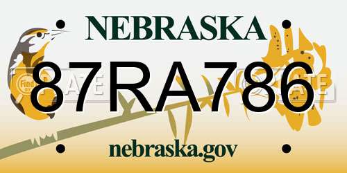 87RA786 Nebraska License Plate