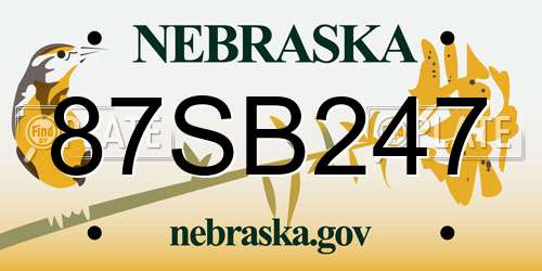 87SB247 Nebraska License Plate