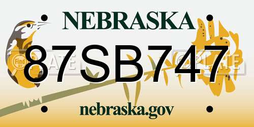 87SB747 Nebraska License Plate