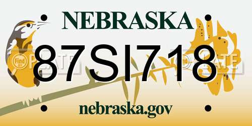 87SI718 Nebraska License Plate