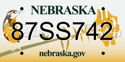 87SS742 Nebraska License Plate