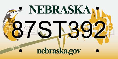 87ST392 Nebraska License Plate