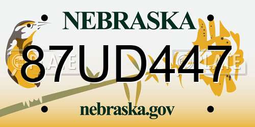 87UD447 Nebraska License Plate