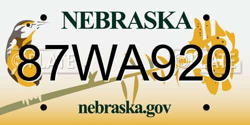 87WA920 Nebraska License Plate