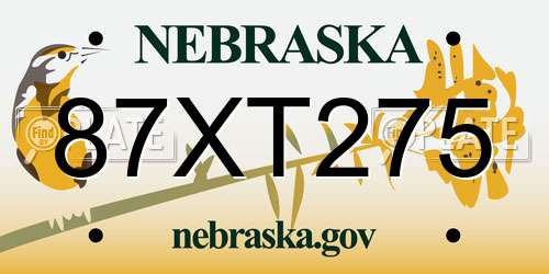 87XT275 Nebraska License Plate