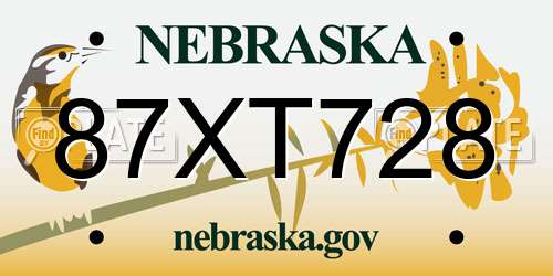 87XT728 Nebraska License Plate