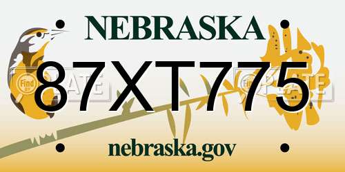 87XT775 Nebraska License Plate
