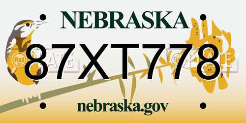 87XT778 Nebraska License Plate