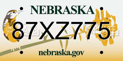 87XZ775 Nebraska License Plate