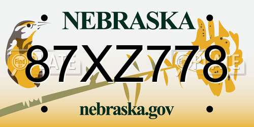 87XZ778 Nebraska License Plate