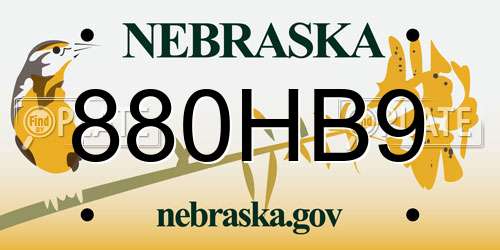 880HB9 Nebraska License Plate