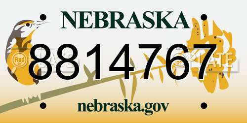 8814767 Nebraska License Plate