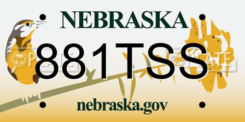 881TSS Nebraska License Plate