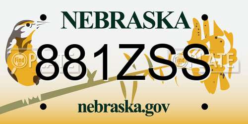 881ZSS Nebraska License Plate